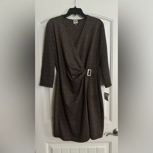 NWT Anne Klein stretch dress - brown and black, size 12